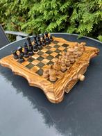 Olijfhout schaakbord met lade - 30cm - 40cm (Gratis Beeswax), Ophalen of Verzenden, Nieuw