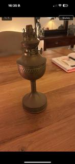 Antiek koperen petroleum lamp + koperen weegschaal, Ophalen of Verzenden