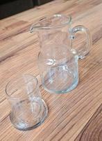 Antieke waterkan met gegraveerd geslepen glas, Ophalen of Verzenden, Zo goed als nieuw, Overige typen