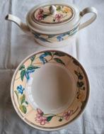 Engelse schalen theepot Johnson Bros blauwe roze bloemen, Antiek en Kunst, Ophalen of Verzenden