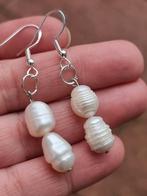 Zilveren gemerkt oorbellen met echte parels, Sieraden, Tassen en Uiterlijk, Ophalen of Verzenden, Zo goed als nieuw, Zilver, Zilver