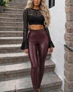 True Spirit Bordeaux rode leather look legging, Maat 42/44 (L), Ophalen of Verzenden, Lang, Gedragen
