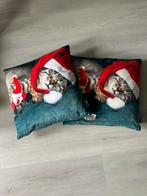 2x kerst kussens met kat 45x45 incl vulling met rits, Huis en Inrichting, Woonaccessoires | Kussens, Ophalen of Verzenden, Zo goed als nieuw