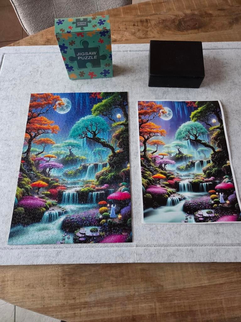 Mooie mini Legpuzzel - Waterval  1000 stukjes, Hobby en Vrije tijd, Denksport en Puzzels, Zo goed als nieuw, Legpuzzel, 500 t/m 1500 stukjes