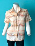 Vintage jaren 70 blouse crème met motief maat 36, Verzenden, Beige, Vintage, Maat 36 (S)