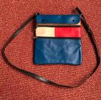 Handtasje rood wit blauw leer met ritsen en drukknopen, Ophalen of Verzenden, Zo goed als nieuw, Blauw, Leer