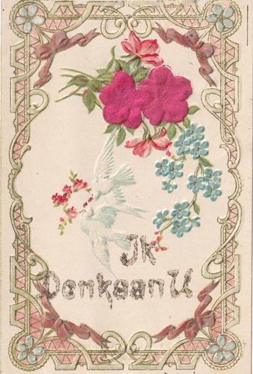 RELIEF ZIJDEN ROOS UIT 1905 ZEER MOOIE OUDE KAART KH541 beschikbaar voor biedingen