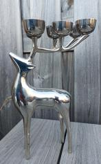 massief hert rendier metaal chroom met 6 waxinelicht houders, Ophalen of Verzenden, Gebruikt
