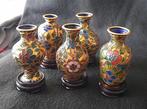 Cloisonne mini vaasjes 5 stuks met onderzetters, Antiek en Kunst, Ophalen of Verzenden