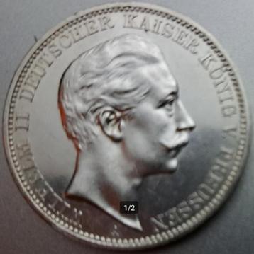 Preussen, 3 Mark 1912 - zilver AUNC beschikbaar voor biedingen