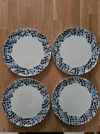 4 x mooie borden   mozaïek blauw wit 26,5 diameter, Nieuw, Bord(en), Ophalen, Porselein
