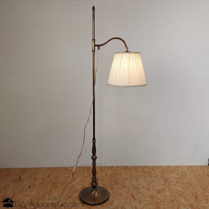 Klassieke stijlvolle vloer leeslamp, Huis en Inrichting, Lampen | Vloerlampen, Gebruikt, 150 tot 200 cm, Metaal, Stof, Ophalen