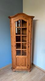 Grenenhouten hoekkast vitrinekast, Huis en Inrichting, Kasten | Vitrinekasten, Ophalen, Gebruikt, 50 tot 100 cm, 150 tot 200 cm
