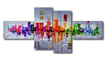 Nieuw * 4 Luik Canvas Schilderij * Abstract Skyline 70x160cm beschikbaar voor biedingen