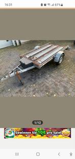 Motor aanhanger met ooprijbanen en materialenkist, Ophalen of Verzenden, Gebruikt