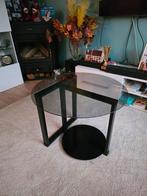 Salontafel met glazen blad en zwart onderstel, Huis en Inrichting, Tafels | Salontafels, 50 tot 100 cm, Rond, Zo goed als nieuw