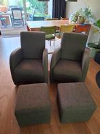 Twee fauteuils / stoelen Profijt met hockers, Huis en Inrichting, Ophalen, Gebruikt, 75 tot 100 cm, Stof