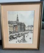 Markt Den Bosch Tekening Ingelijst, Ophalen of Verzenden