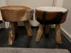 Stijlvolle krukjes met dierenhuid, Huis en Inrichting, Krukjes, Ophalen of Verzenden, Gebruikt, Hout