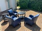 Vintage set met 4 fauteuils en met 2 tafels, brocante, Ophalen