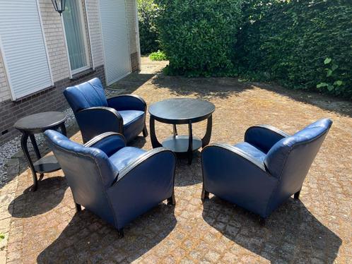Vintage set met 4 fauteuils en met 2 tafels, brocante, Antiek en Kunst, Curiosa en Brocante, Ophalen