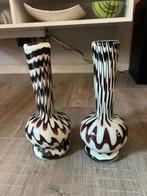 Vintage zebra opaline Carlo Moretti vazen mondgeblazen glas, Ophalen of Verzenden