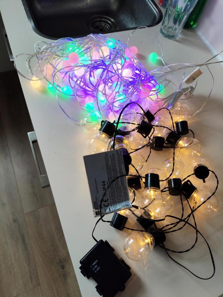 3 Lampensnoeren - Feestelijk & Sfeervol!, Tuin en Terras, Buitenverlichting, Gebruikt, Overige typen, Kunststof, Minder dan 50 watt