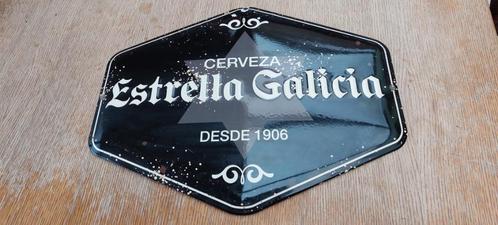 Zeldzaam emaillebord Estrella Galicia (zwart), Verzamelen, Biermerken, Nieuw, Reclamebord, Plaat of Schild, Overige merken, Ophalen of Verzenden
