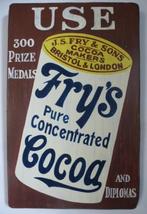 Handgeschilderd houten reclame bord / Fry's Cocoa / chocola, Reclamebord, Ophalen of Verzenden, Zo goed als nieuw