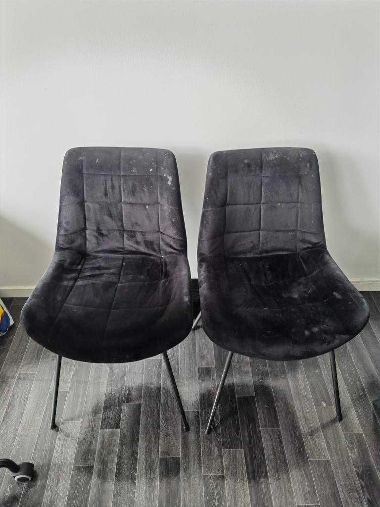Zwarte Stoffen Stoelen - Set van drie, Huis en Inrichting, Stoelen, Gebruikt, Twee, Zwart, Ophalen of Verzenden