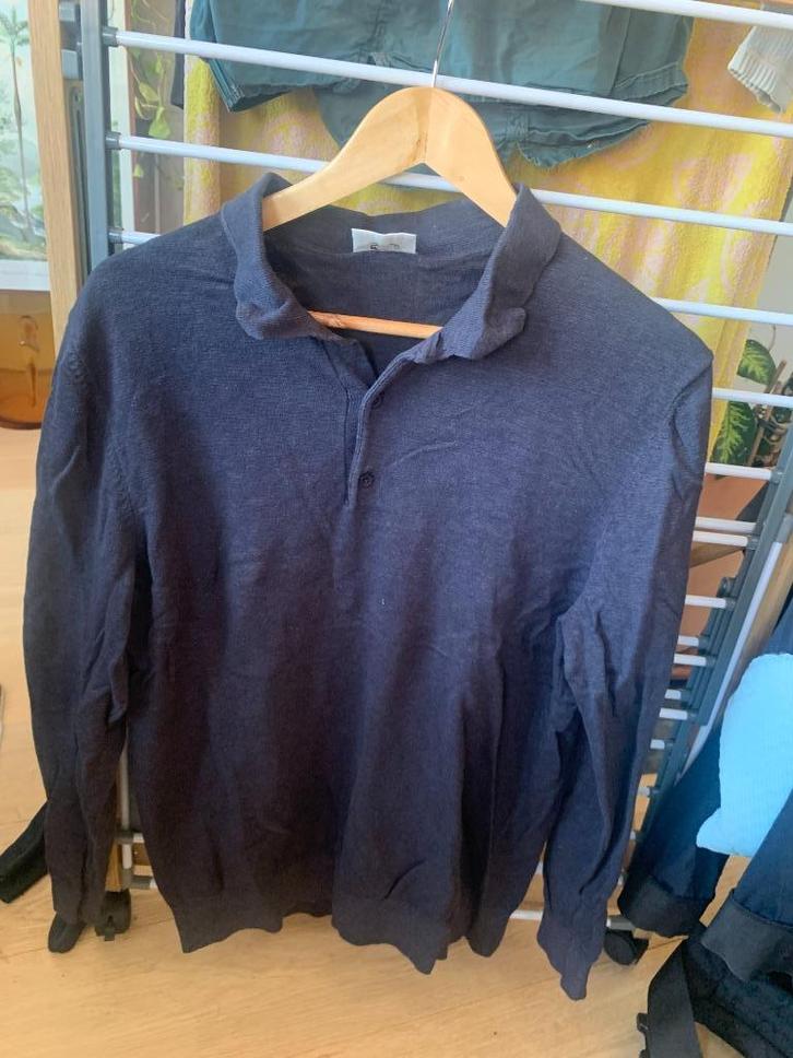 Profuomo 100% Organic Cotton Longsleeve Polo / Grey, Kleding | Heren, Polo's, Zo goed als nieuw, Maat 52/54 (L), Grijs, Verzenden