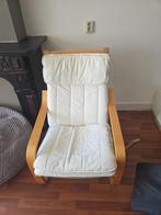 White Lounge Chair Armchair Fauteuils, Huis en Inrichting, Fauteuils, Ophalen, Gebruikt, 50 tot 75 cm, White / oak armchair