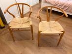 Twee Wishbone stoelen, Huis en Inrichting, Stoelen, Gebruikt, Twee, Bruin, Ophalen of Verzenden