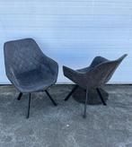 10 stuks Luxe horeca stoelen microleder antraciet vintage, Ophalen, Zo goed als nieuw, Metaal, Grijs
