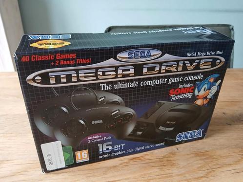 Sega Mega Drive Mini (nieuw in doos), Spelcomputers en Games, Spelcomputers | Sega, Nieuw, Mega Drive, Met 2 controllers, Met games