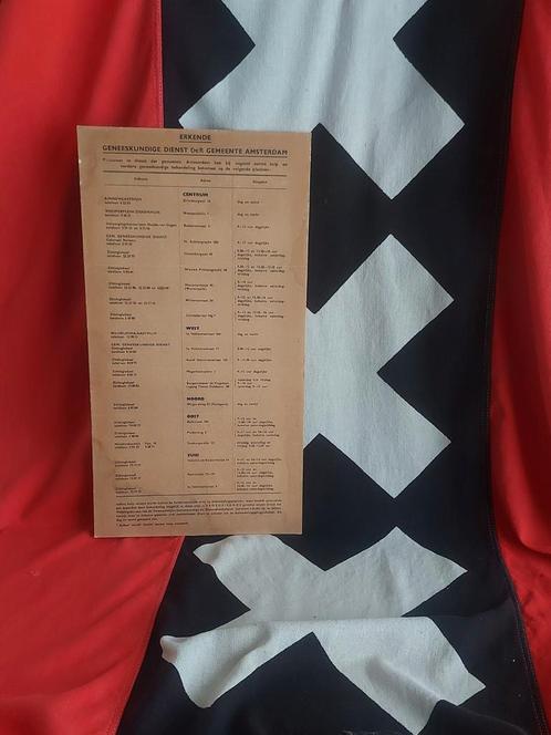Oude grote Aankondiging geneeskundige dienst Amsterdam oud, Antiek en Kunst, Antiek | Overige Antiek, Ophalen of Verzenden