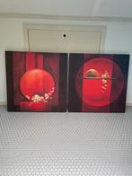 Twee rode schilderijen van Bernadette Triki, Antiek en Kunst, Kunst | Schilderijen | Modern, Ophalen of Verzenden