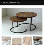 2-delige salontafel set gekleurd hout rvs metaal onderstel, Huis en Inrichting, Tafels | Bijzettafels, Minder dan 55 cm, Gebruikt