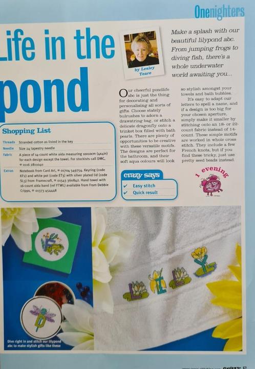 Vijverleven vijverdieren en planten alfabet, Hobby en Vrije tijd, Borduren en Borduurmachines, Nieuw, Patroon, Handborduren, Ophalen
