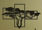 Zwarte 3 delig wandversiering Tree of life gebrand hout Xl, Ophalen, Zo goed als nieuw