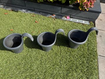 Bloempot grijs Elho voor balkon (3 stuks) beschikbaar voor biedingen