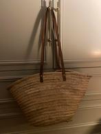 Rieten shopper met leren handvatten, Ophalen, Gebruikt, Beige, Shopper