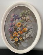 Boeket gobelin handgeborduurd & ingelijst 34x44cm, Huis en Inrichting, Woonaccessoires | Droogbloemen, Ophalen of Verzenden, Zo goed als nieuw