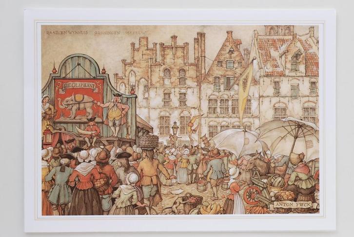 Groningen Raad- en Wijnhuis - Anton Pieck, Verzamelen, Foto's en Prenten, Zo goed als nieuw, Prent, Verzenden