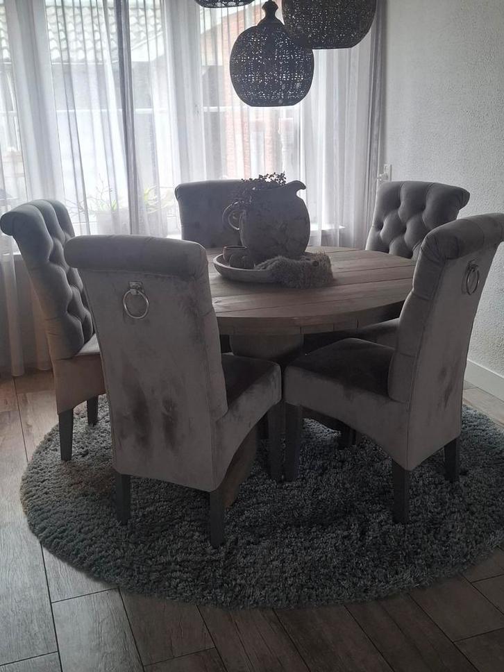 Landelijke ronde eettafel 130 cm, Huis en Inrichting, Tafels | Eettafels, Zo goed als nieuw, 100 tot 150 cm, 100 tot 150 cm, Vijf personen of meer