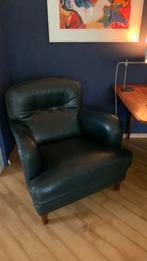 Leren Design fauteuil Rolf Bench. 1992., Huis en Inrichting, Fauteuils, Gebruikt, 75 tot 100 cm, Ophalen, Engelse landhuis stijl. Mahoniekleur poten. Erg comfortabel!