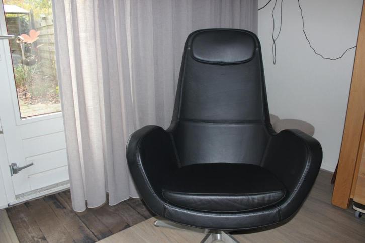 Ikea Arvika fauteuil, Huis en Inrichting, Fauteuils, Gebruikt, Leer, Metaal, 50 tot 75 cm, 75 tot 100 cm, Ophalen