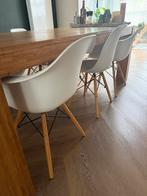 Eetkamerstoelen kunststof wit (6 stuks), Ophalen, Kunststof, Wit, Zo goed als nieuw