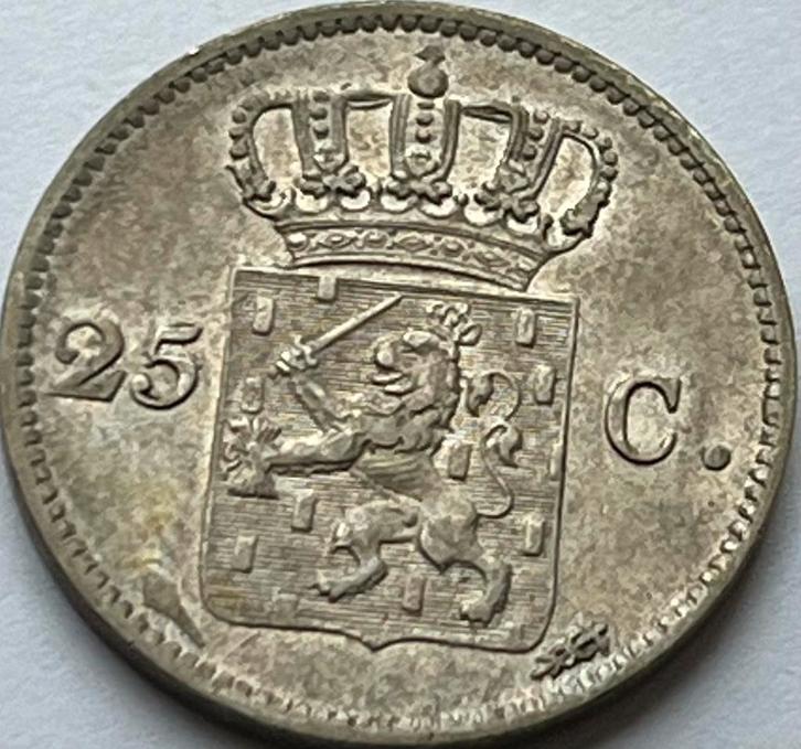 Heel mooi kwartje 1825U, Postzegels en Munten, Munten | Nederland, Losse munt, 25 cent, Koning Willem I, Zilver, Ophalen of Verzenden