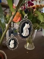 Nieuwe Oorbellen met Camee Kat gothic stijl, Hangers, Verzenden, Zwart, Nieuw